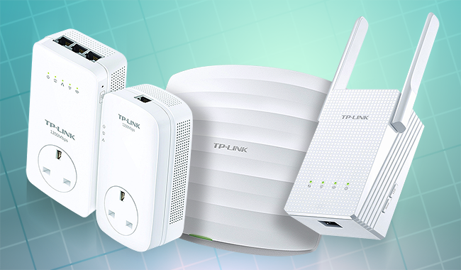Collection of TP-Link WiFi products, including power line adapters and WiFi boosters, offering a comprehensive solution for extended and improved wireless connectivity