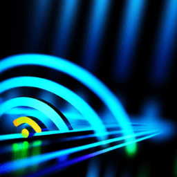 Neon blue WiFi symbol, representing wireless connectivity and modern technology in a visually striking and vibrant design.